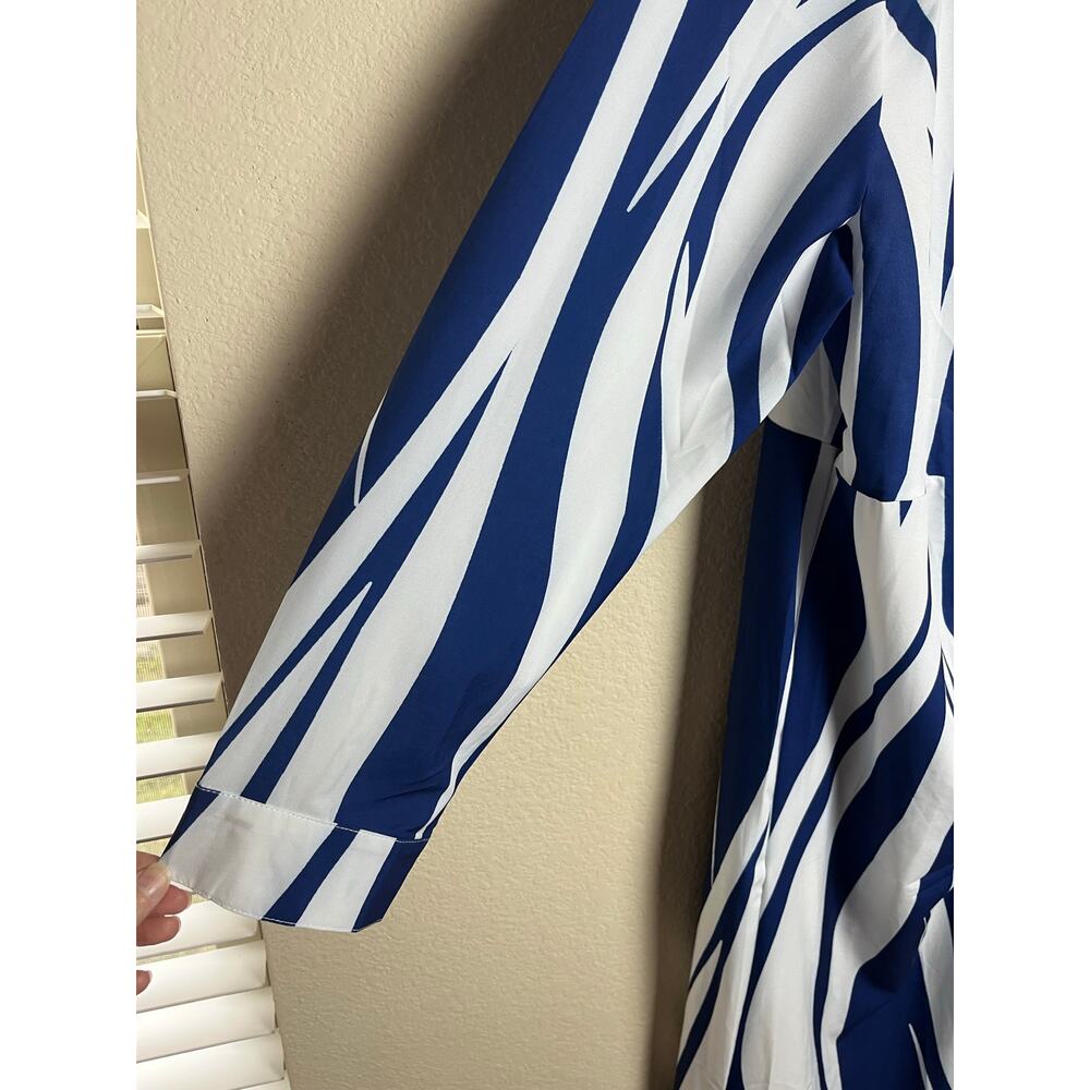 Made with Love | NWT Women's XL Blue & White Striped Wrap Dress - Picture 8 of 8
